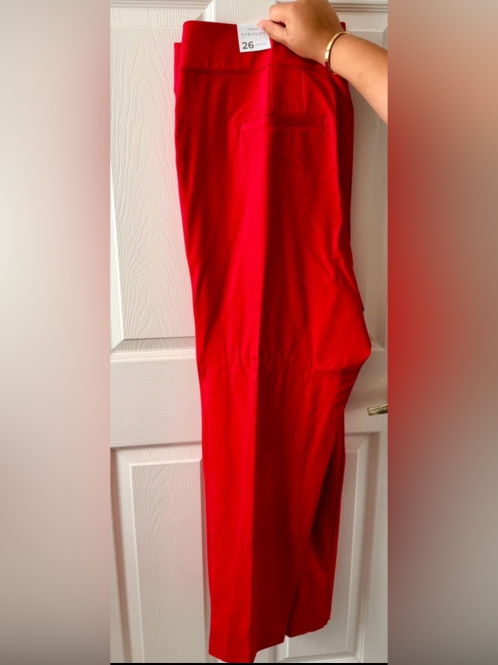 Mid-Rise Red Stretch Pants - Women